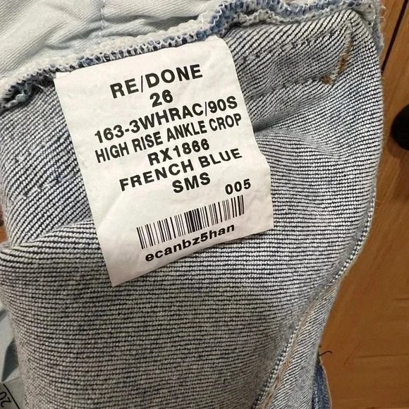RE/DONE - High-Rise Ankle Crop Jean Size 26 NWT - Picture 7 of 7